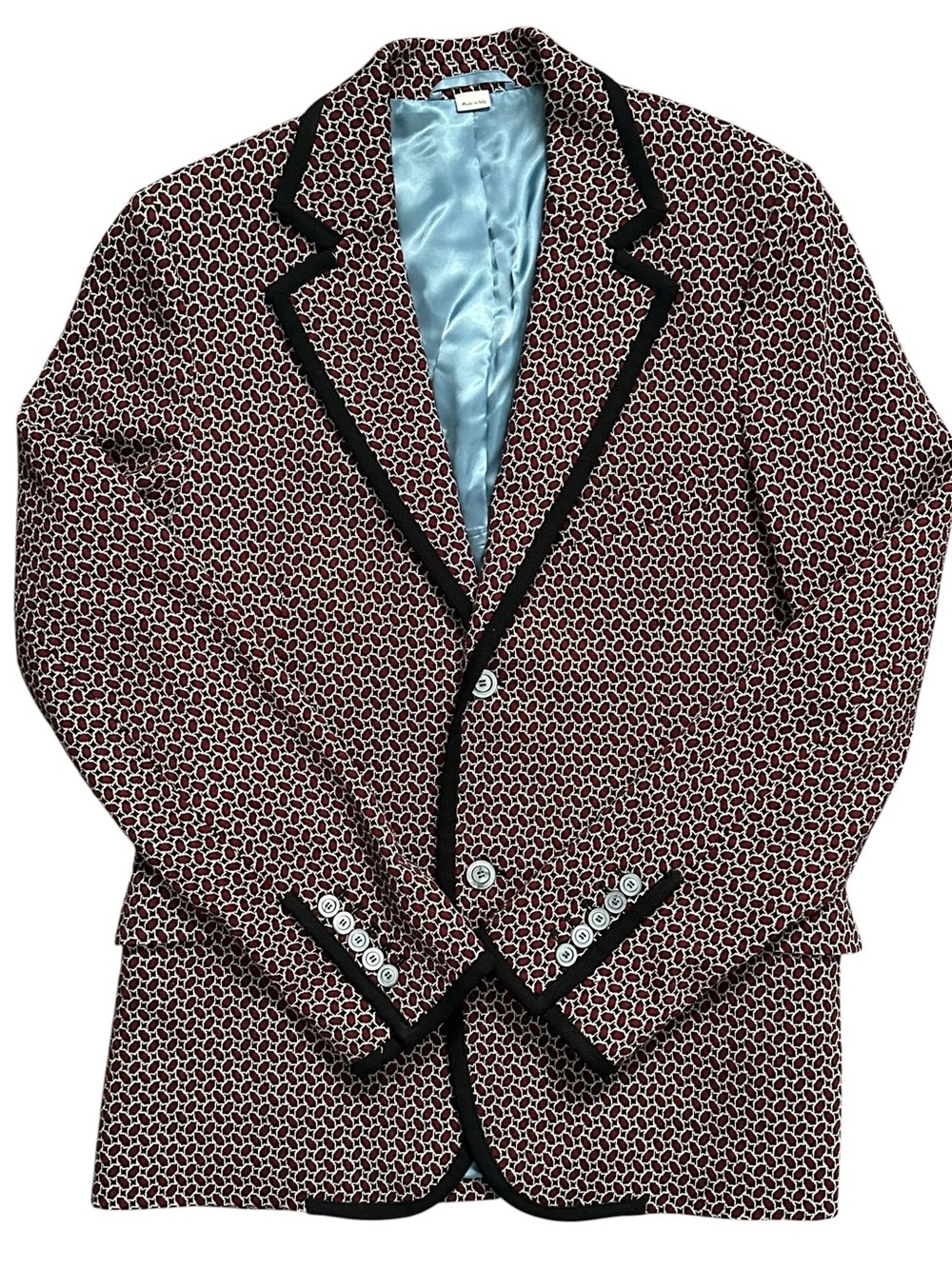 Gucci Men's Geometric Micro-Pattern Blazer with Contrast Piping READ